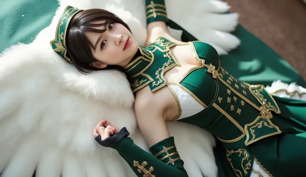 Tolerate, Demon slayer, Shinobu Kocho, anime, 32 years old, ((Butterfly themed costume, 蝶の模Mr.が入った黒い羽織など, Brown full-body military uniform)), ((Tolerateコスプレ)), ((A very cute caucasian 32 years old mom cosplaying shinobu), ((Blur the background)), 1 girl, Wide range photograph撮影, Wide range, (Mature Woman), Long and beautiful face, Clear Face, Realistic Face, True Face, Absolute reality, ((Hot body)), ((Demon slayer dress)), ((Demon slayer)), ((shinobu dress)), ((Cosplay Dresses)), Huge , Covered, (((Realistic))), ((Dress neatly)), waist curve pose, surface side, (8k, RAWphotograph, highest quality, masterpiece), (Realistic, Realistic: 1.9), ((Full Body Shot)), スタイリッシュA pose, ((Highly detailed skin: 1.2)), ((Realistic: 1.9)), photograph, masterpieces, highest quality, (Beautiful Blue Eyes, Gorgeous pale gray black curly hair, White skin, Thick body, Coarse hairs on lower abdomen, perfect slim figure), Mr.々A pose, Highly detailed face, Fine grain, Many people are looking at her with excitement., (((close))), Light of the sun, Cinematic, ((photograph撮影)), photograph