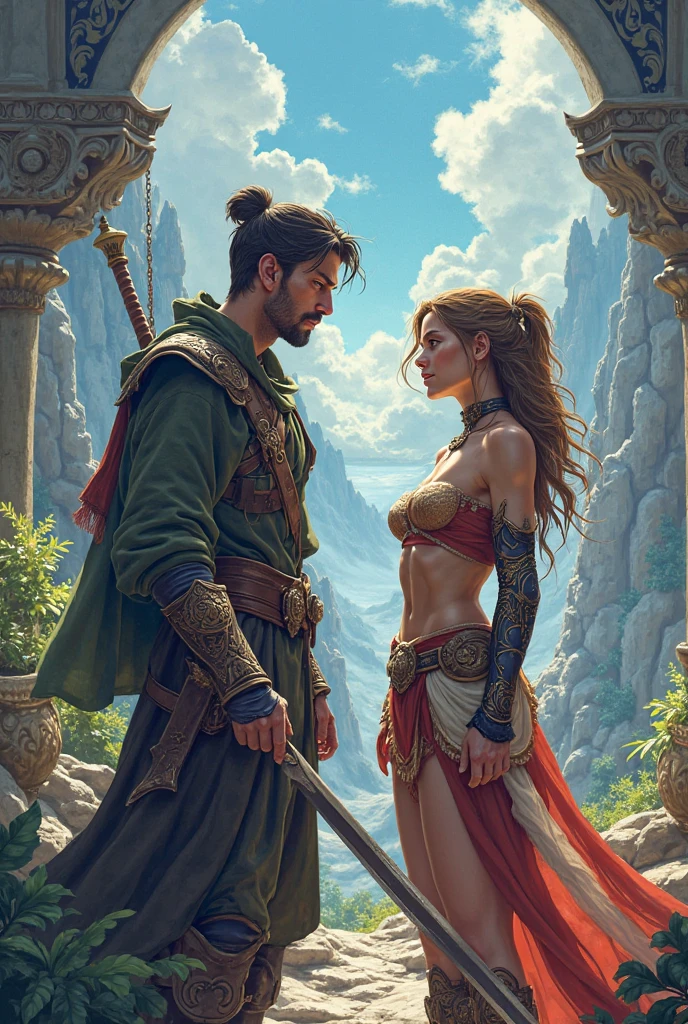 man and woman are talking in market, man, muslim man, man, shepherd holding a stick, wandering, sheep, sheep, sheep,sheep,sheep,sheep,sheep, many sheep and dogs and birds, blood, dirty clothe, a mature sad female, ethereal, large breasts, vivid color, bare shoulders, arms down, armpits, thighs, [light smile], expressionless, masterpiece, 8k resolution, fantasy art, ((high jumper's body proportions)), ((obesity: 0.0)), ((((no panties)))), ((no panties))), ((( No pants))),(((No socks)))),(No skirt)))),((No shoes)))),((Dynamic posture)))), (Full body))), (Greek feet), (Carefully groomed nails),((Delicate and small toes, perfect toes))), (Camel toes),((Correct anatomy)),((Correct dissection))), (((the world of clouds and mist))), (the clothes are painted with dirty and blood )))),