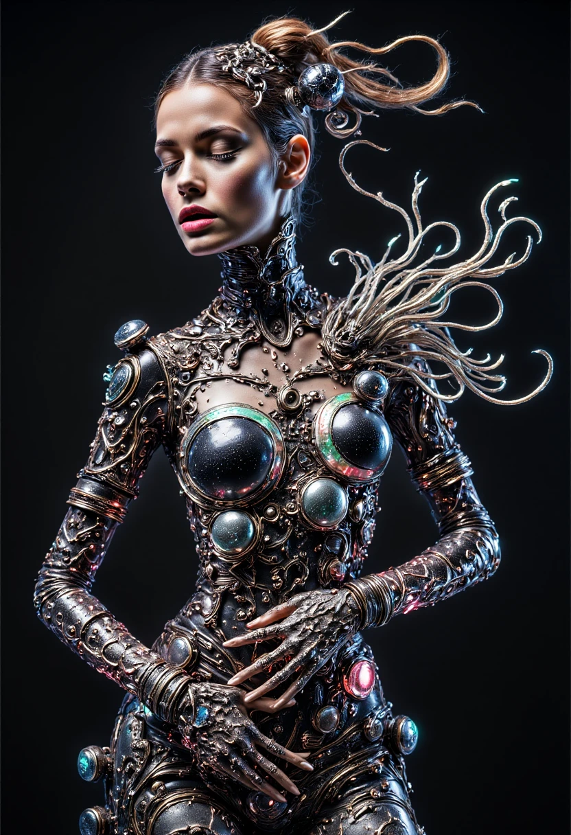ral-spikes,<lora:ral-spikes:1>,ral-bismut,<lora:ral-bismut:0.8>,BIOMECH,<lora:Da_Vinci:0.7>,
A close-up of the large breasts of a mechanical creature,
Beautiful,sexy,round,
It's covered with fine bismuth metal spikes that you want to touch,but you can't,