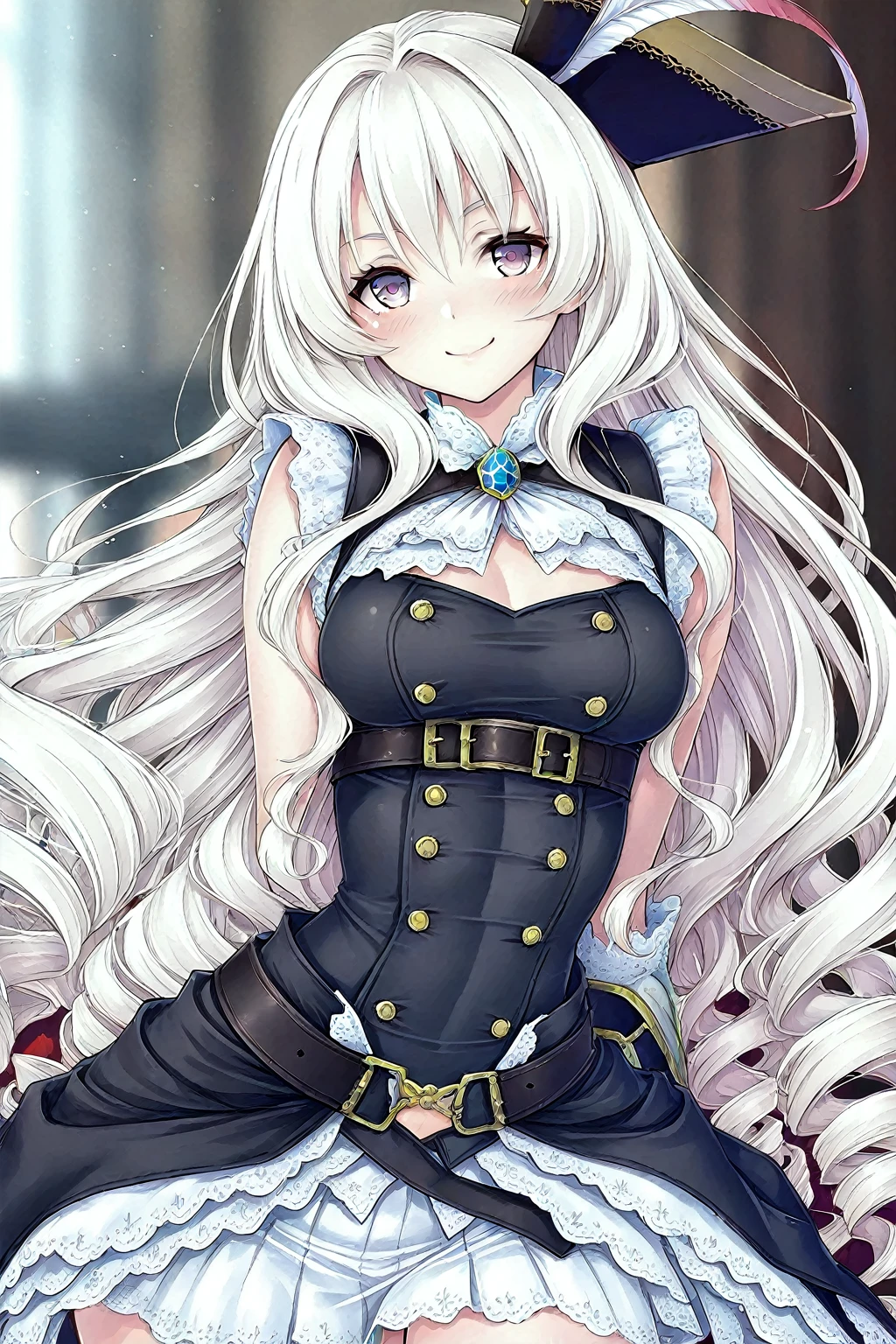 <lora:ThiefROV1.11:0.72>, thiefRO, 1girl, gloves, midriff, navel, pants,
long hair, white hair, blue eye, wavy hair,
medium breasts,
looking at viewer,
sitting on chair, sofa, table, counter, upper body,
indoor, fantasy background,