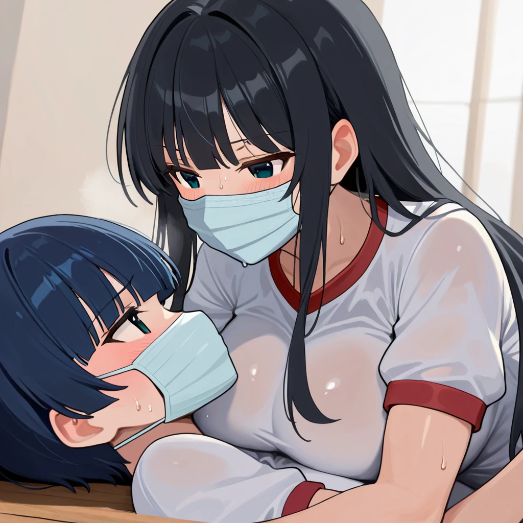 (gym uniform,red brown, white shirt, short sleeves, thighs:1.3),
indoors, locker room,
(35 year old woman,mature female:1.2),depth of field,ponytail, black hair,(ribbon:1.2), (embarrassed,blush:1.3)
Thick thighs、Men holding their penises and surrounding girls、Semen from the penis、Bukkake、Bukkake、(Bukkake)projectile cum、Blowjob、Lots of passersby、Ahegao、low length、、、Handjob、bandaids on nipples,bandaid on pussy,(groin:1.1)、、Spread your legs