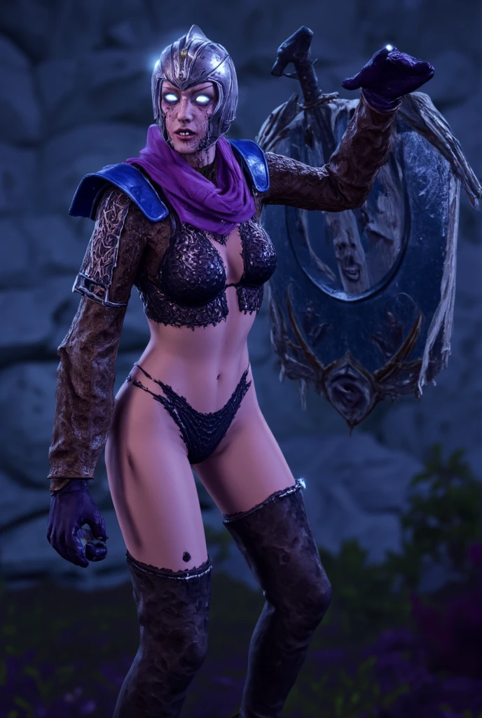 photo of a yennifer of vengerburg, witcher 3, clear skin, dark hair with purple streaks, purple eyes, attractive lips, stunningly beautiful woman, 
sexy costume, big boobs, sexy abs, big ass, 
full body portrait, sexy body, 
realistic picture, 4k, HDR, high detail, high texture. 