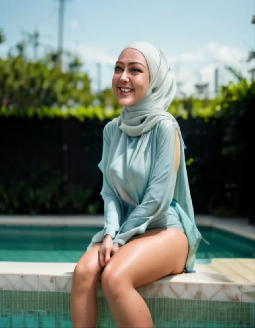 Indonesia plump woman. Hijab