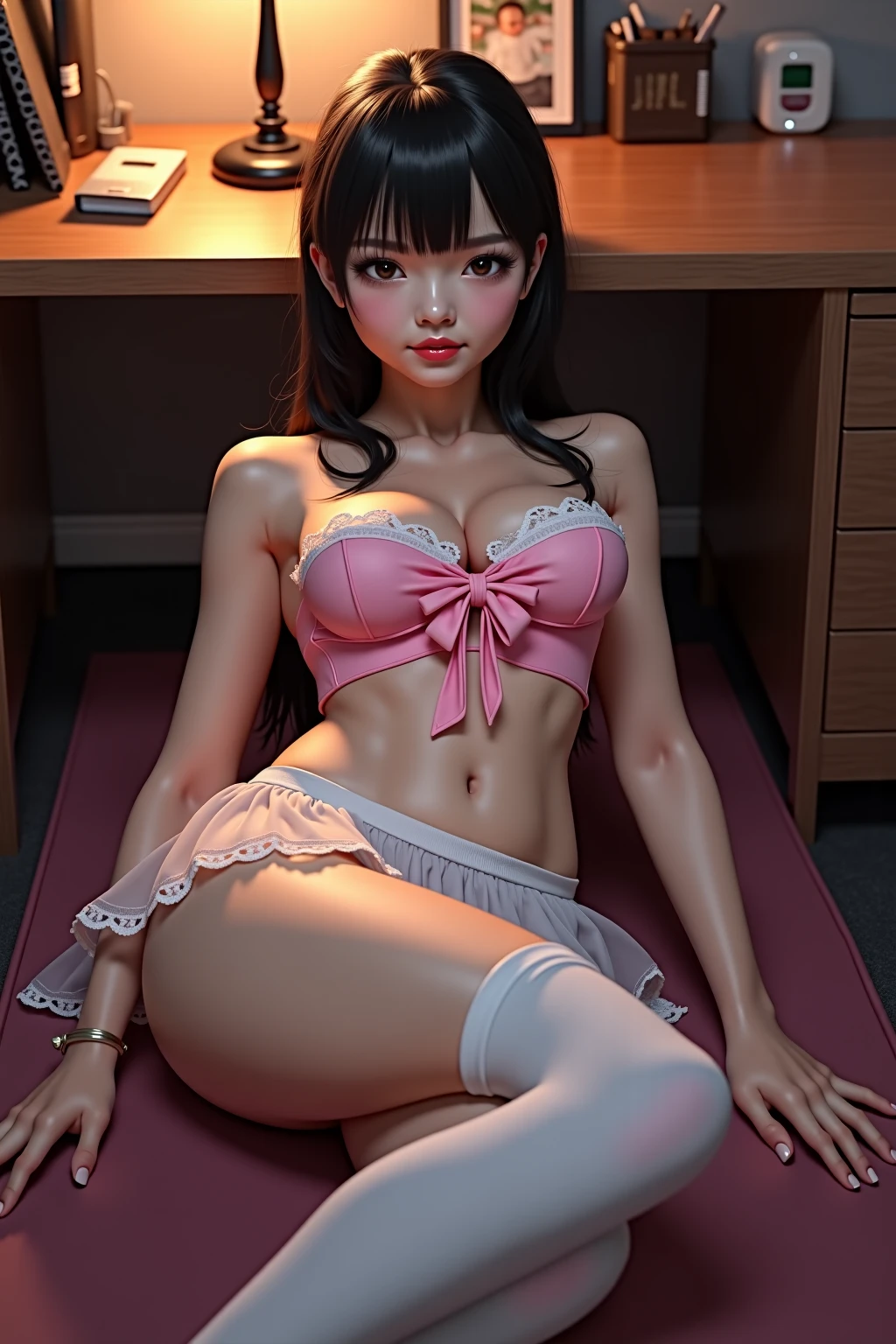 araffed woman in a pink shirt and panties sitting on a couch, sexy girl, japanese goddess, lacey, asian, pink body, soft curvy shape, alexa grace, japanese model, beautiful feminine body, asian girl, soft body, angelawhite, clear curvy details, sexy body, open shirt, sexy young woman, seductively looking in front, beautiful asian girl
