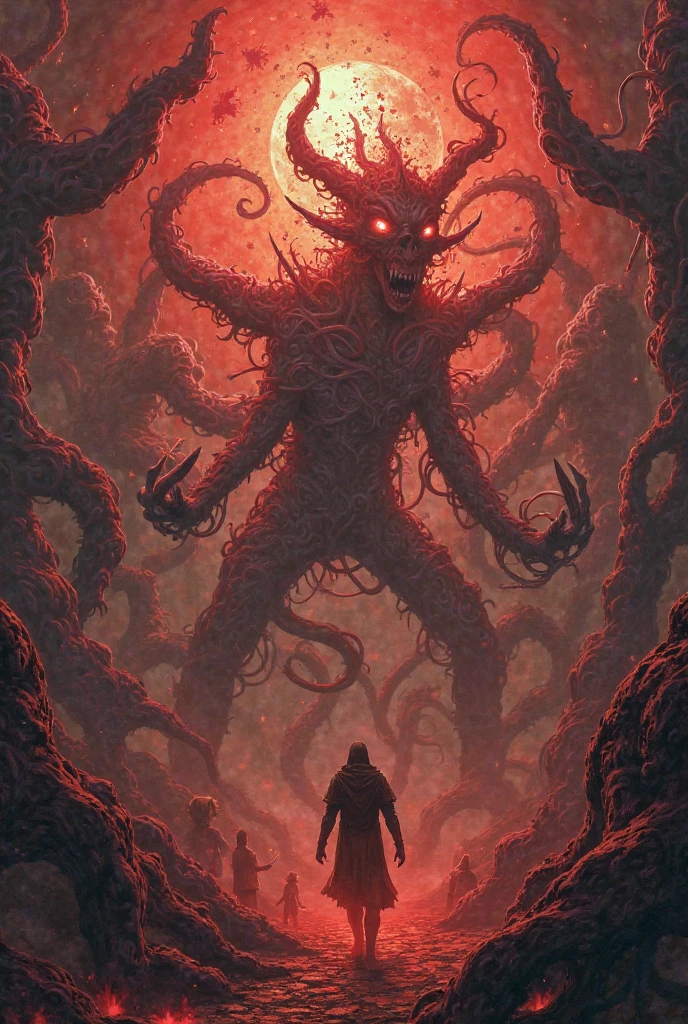 Mythical creatures, author:Zdzislaw Beksiński,Satan, Azathoth, Red/Black