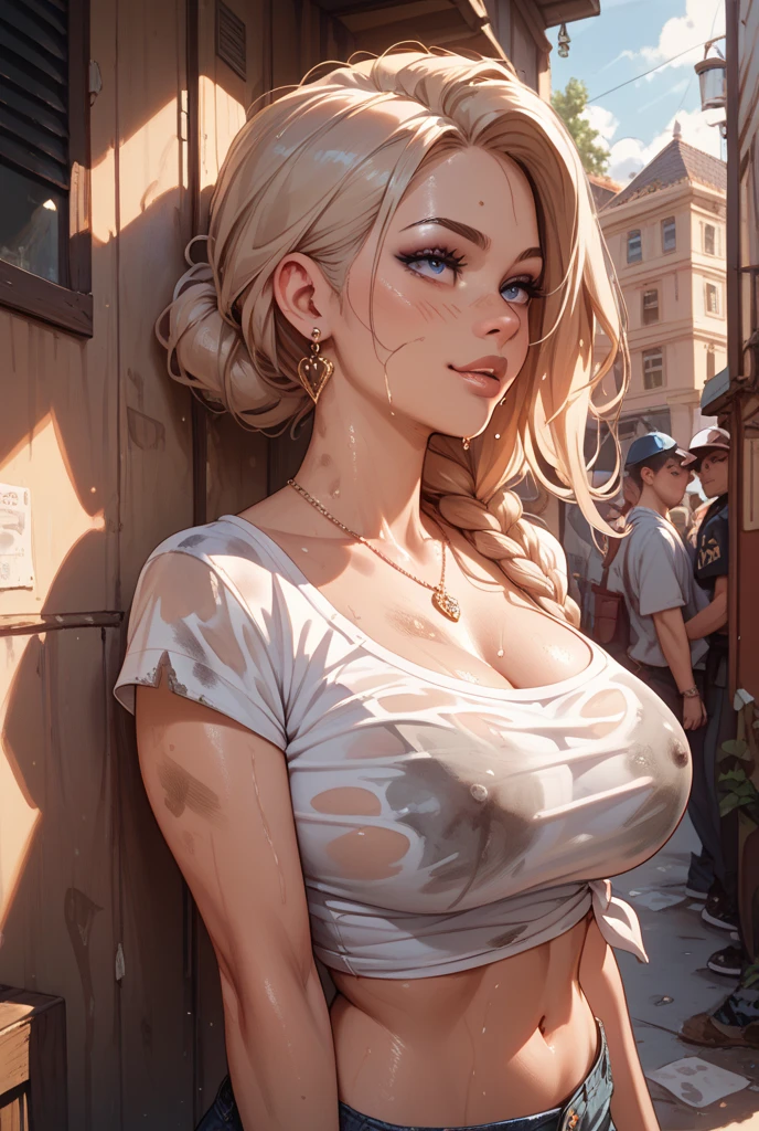 (((volumetric fog, HDR, UHD, 8k, professionally colored, soft light, bright, diffuse))), (((centered image composition, ultra-realistic, highly detailed, sharp focus))), (((massive female bodybuilder))), ((beautiful woman, Abs , big breasts, wavy hair, detailed eyebrows, realistic skin, detailed face, perfect anatomy)), (((Huge breasts))), (((Ancient Rome)))