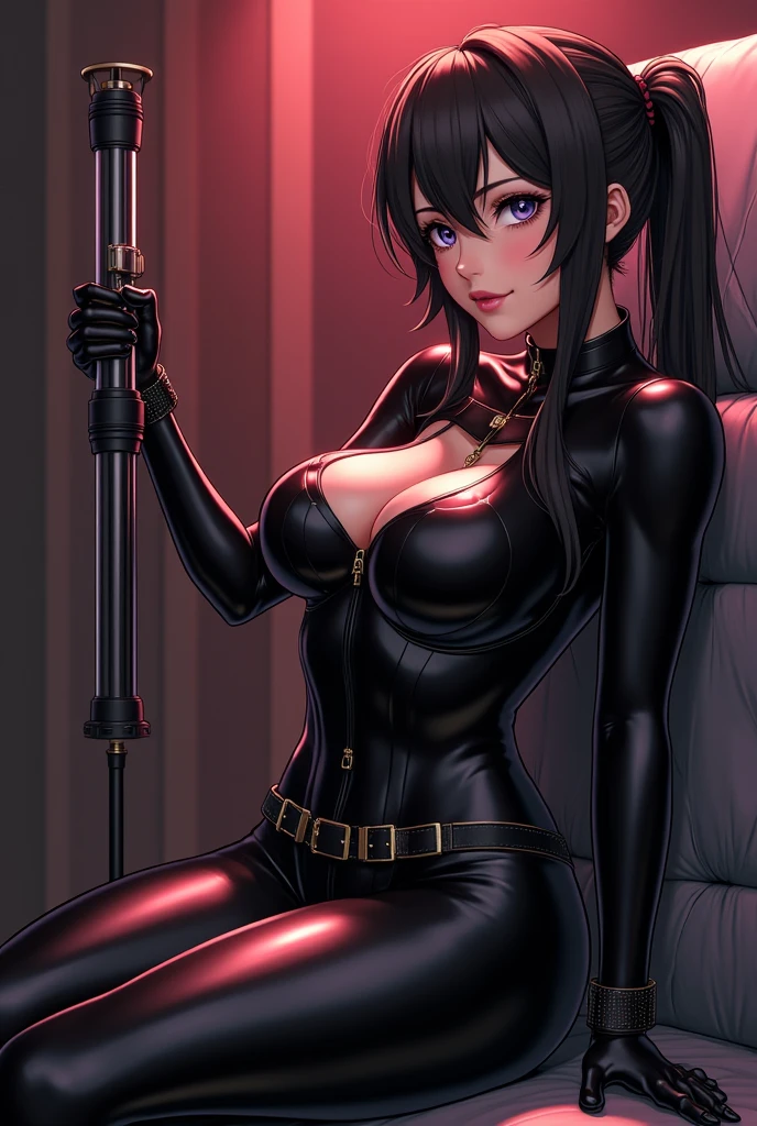 a sexy woman, (best quality), (masterpiece), (1girl), slim, anime, tall, (sitting and raise legs up), (flat chested), (see through clothes), (protrait)
