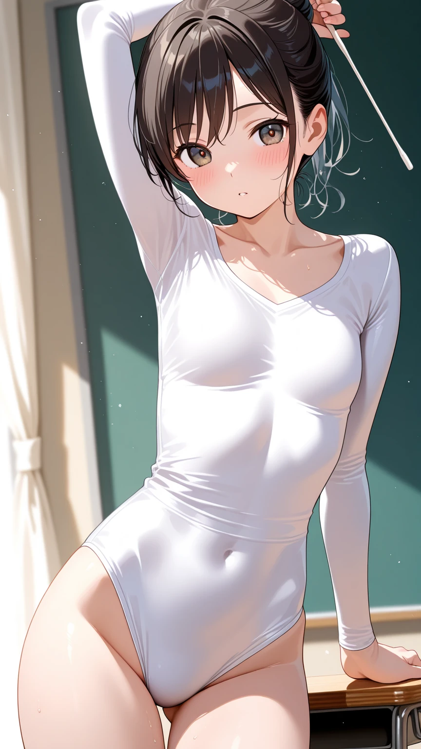 The girl pulls off the towel and shows her breasts a little, masturbation and a very excited face are slightly visible, invites the viewer to her room, lifting the towel from below