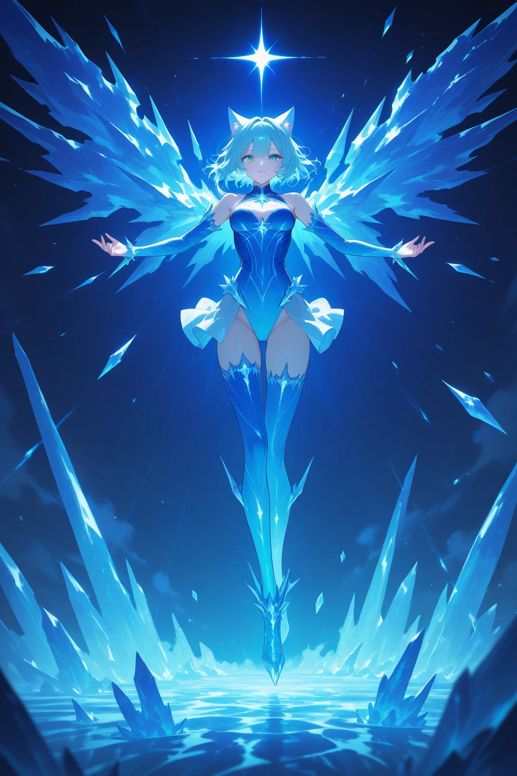 "elegant, clean, formal, stunning, iridescent, anthropomorphic, beautiful ice queen gracefully casting powerful ice wind with sparkling ice crystals. DealWithIt"