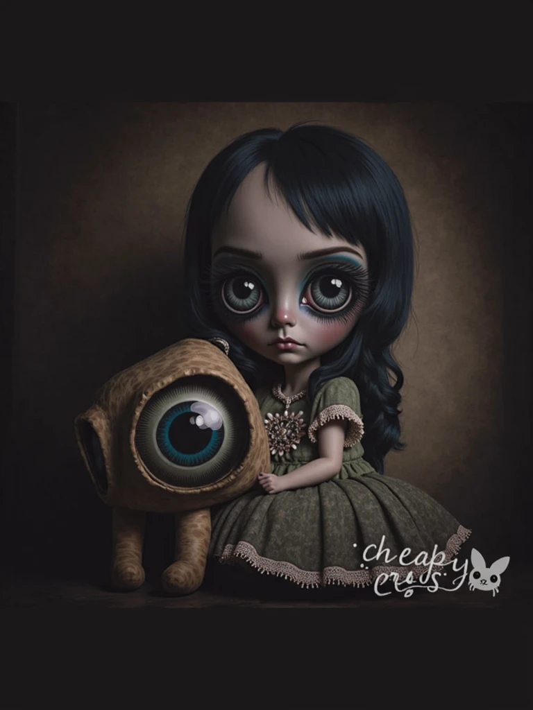 Painting of a girl with deer antlers on her head, Estilo Mark Ryden, Mark Ryden muy detallado, Estilo de Mark Ryden, Naoto Hattori, Surrealismo pop lowbrow, Mark Ryden en el estilo de, benjamin lacombe,  Earley, Surrealismo pop Lowbrow Art Style, Arte lowbrow, por Mark Ryden,  cute and beautiful, with puppet on their hands, cute, playing the puppet on their hands, cute, with eye bags, modern dress, painting, lowbrow chibi, sack puppet dog, 