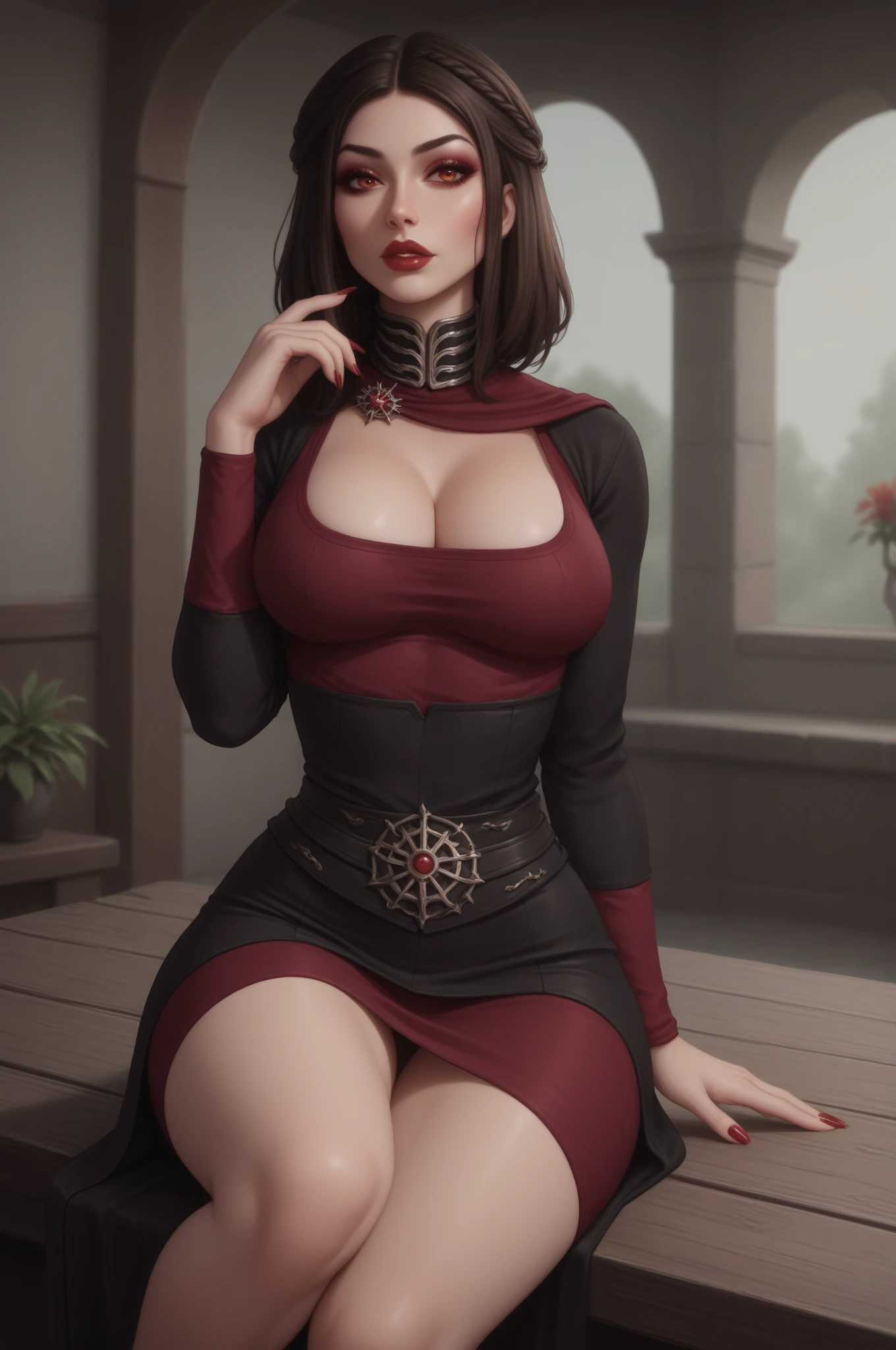girl,hijab,sexy,hell,beautiful eyes,big breast,happy,screamed,demon outfit,hijab,wet demon red clothes and wet long skirt red outfit,in the crater of hell,blood,mouth vomiting blood,(nfsw:1.5)