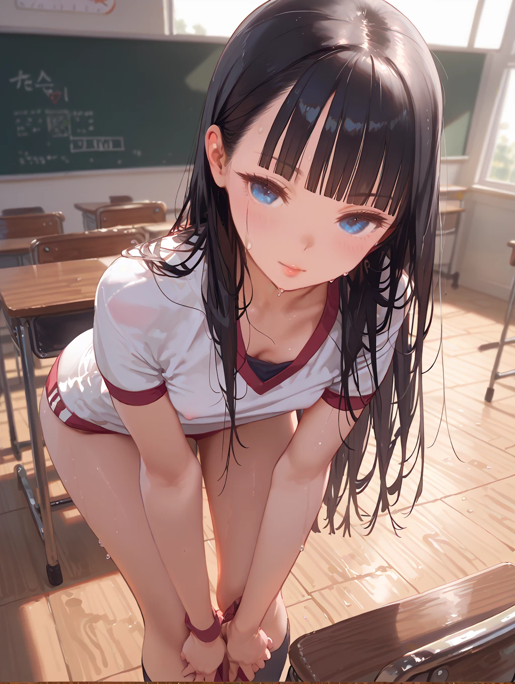 (Tabletop:1.5)、(Highest quality:1.5)、(16k wallpaper:1.2)、(Photorealistic:1.2)、
(Ultra-detailed:1.2)、(Ultra-high resolution:1.2)、(Highly detailed and realistic skin:1.2)、
(たくさんの男に囲まれてHave sex:1.5)、(Reverse vulva)、
(She spreads her slim legs、Have sex:1.5)、(Vaginal Ectropion)，
(On the mat in the school gym)、18-year-old、Very detailed, beautiful and sharp eyes、
Powerful and beautiful、(Thin body woman:1.2)、Natural color lip、
(A long black high ponytail covering one eye)、、(Ahegao:1.3)、
(shout:1.2)、topless、(((Genitals are visible))),(((Legs wide open)))、
(((Fully naked body)))、Pussy in full view、Vaginal insertion、
Panting face、blush、Watery eye、(Arms tied:1.5、Put your arms behind your back、、Tied legs:1.5)、
Surroundings, touch, scene, big, Crying face、Tears in my eyes、Crying、
Texture skin