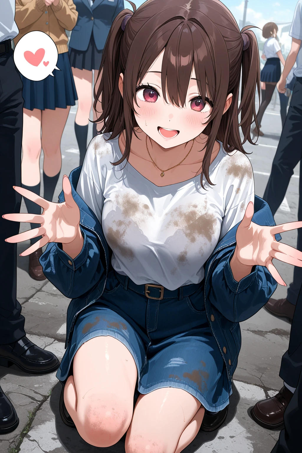 Smile,best Smile,double Peace,cardigan,miniskirt,masterpiece,best quality,ultra detailed,high resolution,extremely detailed CG, (perfect hand),