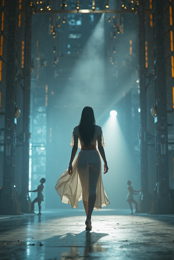 professional cinematic photo of a girl wandering in a hall, smiling, detailed face, ultimate shadow depth, f/55 aperture, busy setting, luminism, ultra bioluminescence, god rays, warm colors, high contrast, high focus, best Form shadows, best Shadow receiving bounced light, best Core shadows, best Cast shadows, best Occlusion shadows, ultra intricate shadow-light play,