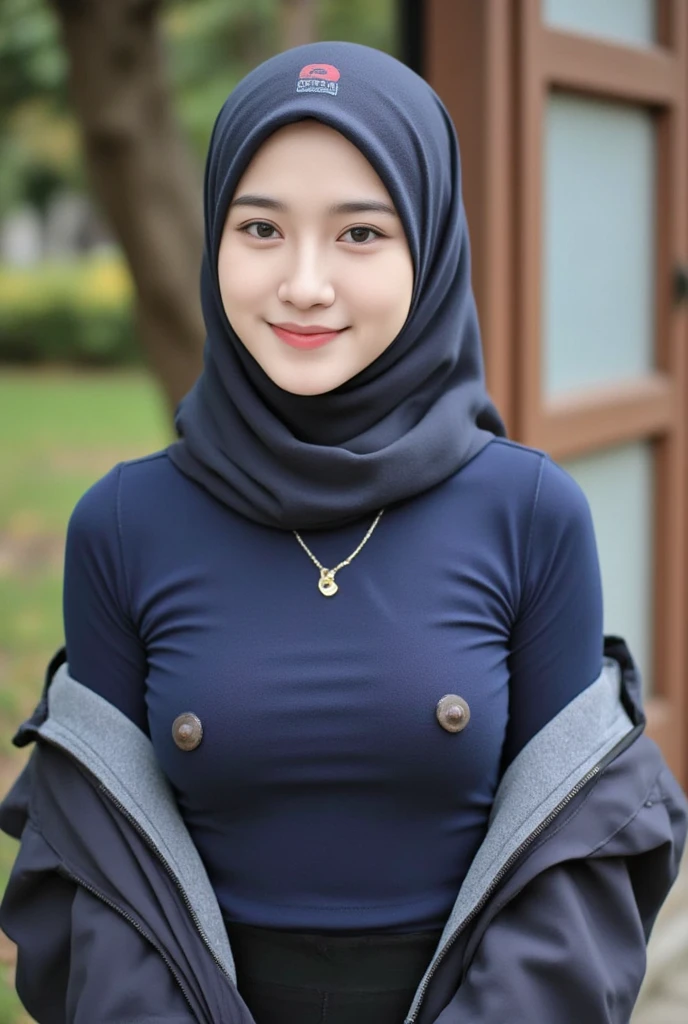 Jumbo (Singlet), Chubby adorable, 1 girl, (face to face), 10 years old, baby face, happy, half body portrait, (face details: 1), (eye details: 1), ((big breasts)). wearing transparent transparency soft long shirt, hijab, .. Cute posed. proportional body. Ultra High Res. realistic: 1.4, UHD, (floral pattern), view from side seductive pose
