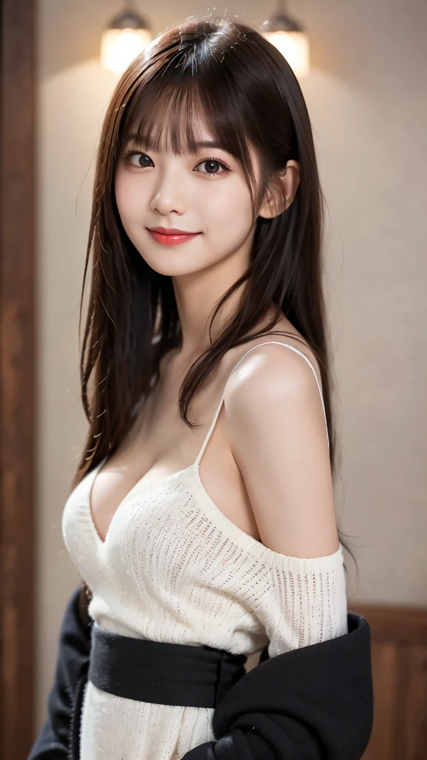 ((highest quality、Masterpiece、High resolution))、(((Zoom photo of upper body)))、(A shy smile:1.2)、One 15-year-old female、Beautiful Skin、Beautiful Eyes、Santa Claus、Trimmed bangs