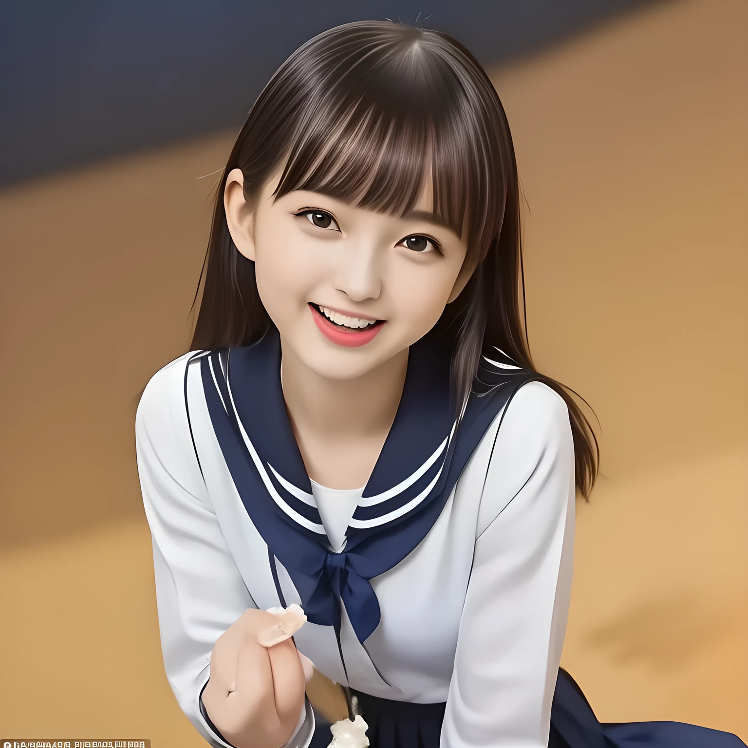 (highest quality, masterpiece, clearly detailed:1.5), highest quality, High resolution, 1080p, 8K, (Too beautiful ((purest)) ((sweetest and cutest)) ((beautiful girlish and Evolved with grace)), ((Too much beloved)) noble grown beautiful beautiful girl with detailed, Japanese, 155cm height, ((svelte silhouette)), Cloistered beauty, dreamy appearance, tasting the viewer, giving too much pleasure to my sensitive body's tip covered with beautiful hands and fingers, spoiling me by pleasure with detailed: 1.7), (laughing white face with unreal beauty, overflowing with translucence: 1.8), (Pristine navy colored school uniform, (Neatest (navy colored) sailor-style school uniform, navy sailor collar, shiny-blue ribbon, school navy pleats skirt with detailed): 1.8), (Too beautiful ((droopy brown prominent eyes)), ((droopy eyelid)), and neatness charm the viewer), (Giggling cohort background with many white lovely marks, clearly detailed foreground, with most beautifully detailed: 1.9), ((purity and neatness of pristine uniform is very impressing): 1.8), (focus on her beautiful (((tasting behavior))): 1.9), (Beautiful brown eyes), (black bob styled hair, bangs trimmed carefully, neat tight long hair: 2.0), (her very fluttering high-tone voice tell me to give her everything like too sweet aphrodisiac trembles me: 1.4), (I can't stop discharging and draining my every white liquid content caused by her girly beauty and pleasure, she enjoys about it and improves it: 2.0), (dark background: 1.0), (The viewer is very funny and tastes sweet for her: 2.0)