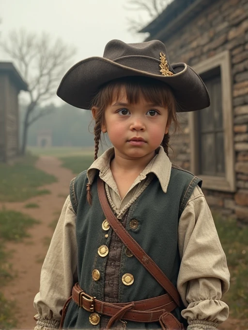 arafed girl in a cowboy hat holding a lantern, holding a lantern, cowgirl, girl under lantern, western cowgirl, dressed as a western sheriff, cow-girl, beautiful cowboy witch, young girl in steampunk clothes, female cowgirl, girl, by Linda Sutton, kid, lighting, photo of the girl, wearing a cowboy hat, next gen, portrait rugged girl