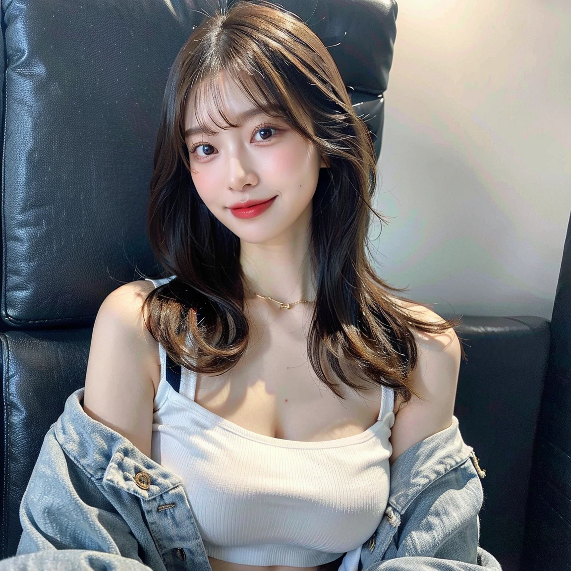 Luxurious space、Woman sitting on a big sofa、Woman crossing legs、Brown Hair、Updo、Black Shirt、Floral clotheini skirt、Cleavage（Very large breasts、Very thin and long legs、Perfect figure、High heels、whole body、gloss々Lips、Open Mouth、Fuller lips、Rose Lipstick）、1 female、Double eyelids、No makeup、21 years old、（masterpiece、8K,RAW Photos、High resolution:1.4）、sake、Glass set、
