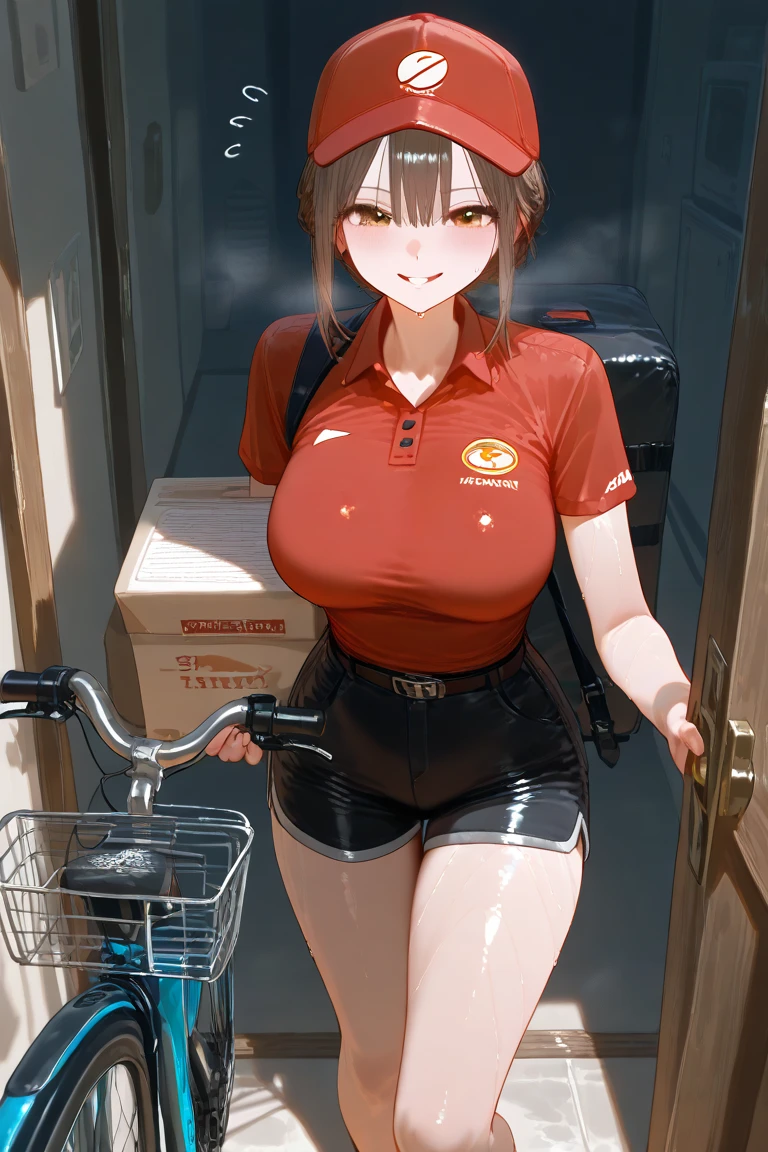 An Idol k-pop girl, (cute face:1), (lewd face:1), braid hair, intricate face details, detailed face, golden ratio face, ((huge breasts:1)), ((large breasts:1)), ((giant breasts:1)), ((big breasts:1)), ((slim waist:1)), ((big butt:1)), ((big hip:1)), ((big thighs:1)), ((thick thighs:1)), ((intricate hands:1)), ((detailled hands:1)), ((intricate feets:1)), ((detailled feets:1)), (polished skin:1,9), (sweaty:1,9), (thicc:1), (erotic:1), (perverted:1), (she is sexually aroused:1), (full body:1), (look at viewer:1), 64K, UHD, HDR, global illumination, (high quality, high detailed, hyper detailed, extremely detailed), photo realistic, ultra realistic, art photo, (clarify the details, detailed parts body), intricate artwork masterpiece, trending on artstation, (drunk face), standing, safety vest, safety helmet, forklift, long socks, long gloves, the boxes