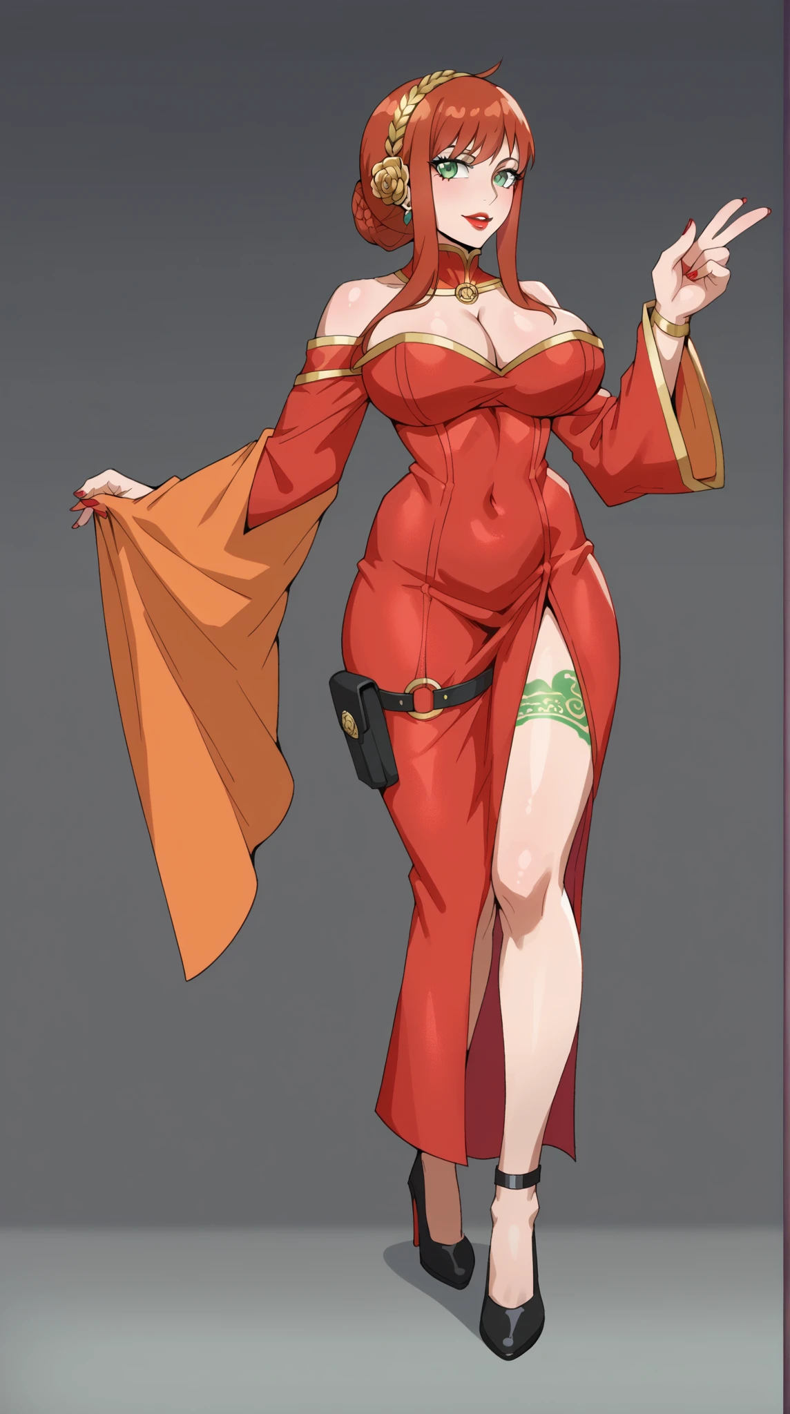Woman pirates wearring realistic pirates cloths,30 years old, latina face looking up, ((curly hair)) , ((gigantic breasts)), (gypsy), brown skin, mature, short hair, Stand up, maquiagem, Lips are soft or colored,  light, uncontrasted,  flat wallpaper background, silhuetas simples, lineart, minimalist, green eyes, ((red bandana on forehead)). Full body shot. At a ship in sea.