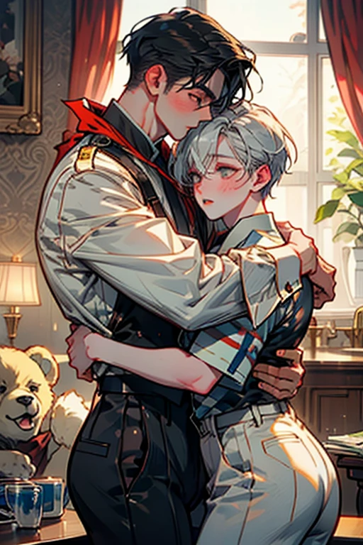 (best quality,4k,8k,highres,masterpiece:1.2),medium:oil painting,portrait,Two naked handsome Asian Men cuddling , try to kiss , handsome, 20 years old, full naked, muscular,active concept,romantic setting, dim lights,wooden fireplace,decorative Christmas tree,warm and cozy atmosphere,subtle smiles,engaging eyes,detail-rich portrayal,intense gazes,wearing snug sweaters and scarves,fine textures,subtle brushstrokes,fine facial hair,well-defined jawline,Fine art lighting,blurred background,vivid colors,rich contrast,soft shadows,wood grain detail,crackling fire sounds,attentive composition,vibrant holiday spirit, long big dick expose, men penis, perfect penis, big ass