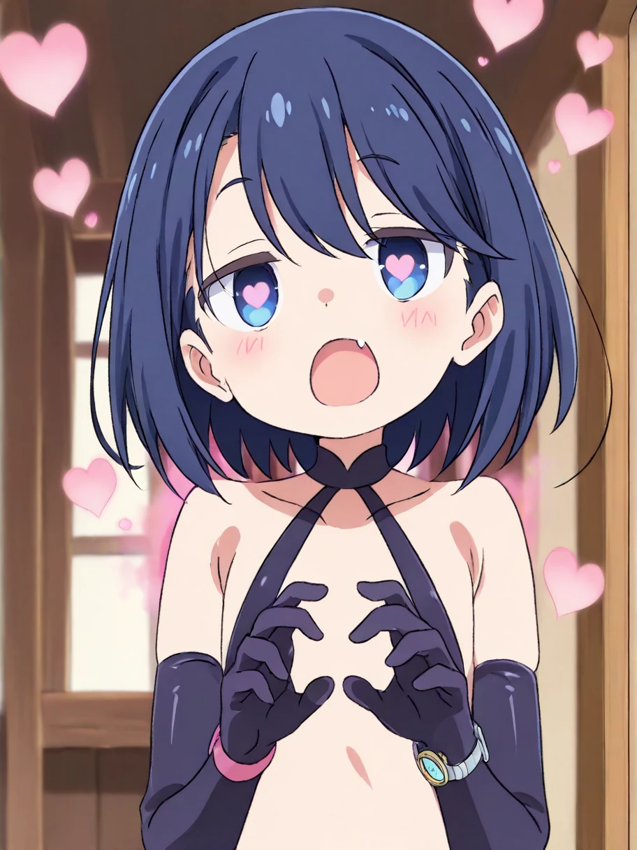 Hands Behind Back,Tied with hands behind back,lick,from front,front view,looking at viewer, looking ahead,from above,cowboy shot,1girl,Beautiful 14 year old girl,Japanese,Slender,,low length,Small breasts,Thin legs,Small Ass,Baby Face,Small face,Black Hair,Short Twin Tails,Gray Eyes,Drooping eyes,slit pupils,middle School girls,Black collar with black leash,Black and blue lingerie,open mouth,tongue out,front face,Kneeling,Straight Stand,Beautiful and detailed anime art,Mischievous smile,Sexy vibe,cum on tongue,Dimly lit room,On the bed,Simple Background,Gray background,Low lighting,
