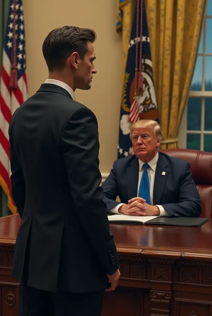 The male secretary rushed into the president&#39;s office and said something bad happened.