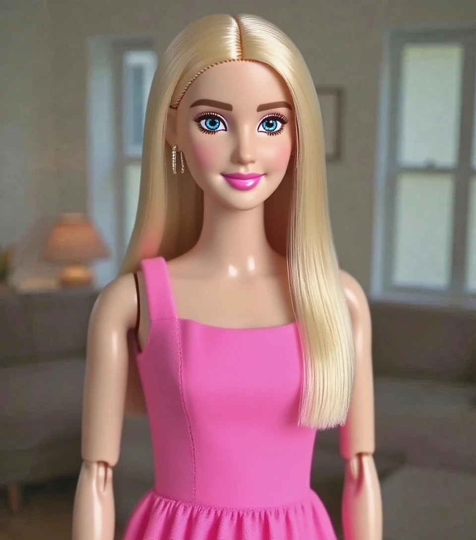 (8k, RAW photo, highest quality), ultra-detailed, 8k cg unity, 3d, centered, mid shot, (full body:1.2), ts_barbie in a blue dress and pink belt standing indoors, colorful kindergarten classroom in background, Pixar style, (perfect lighting and composition:1), soft lighting, (high detail, 8K resolution:1), hdr:0.7, detailed face, detailed eyes, blue eyes, eye reflection, perfect, upper teeth, (dynamic), hand on own chest, pose, (high quality:1.2), plastic skin, (shiny), hourglass figure, ((legwarmers)), (depth of field:0.8), 50mm, film grain:0.7, fujifilmXT3, focus face, smile, (looking at viewer:1.1), floating particles, analog style, (beautiful), light makeup, lipstick, pink theme, (thick waist and thighs:0.6), realistic, amazing composition, <lora:TS_Barbie-16:0.7>,  <lora:pixarStyleLora_lora128:0.3>
