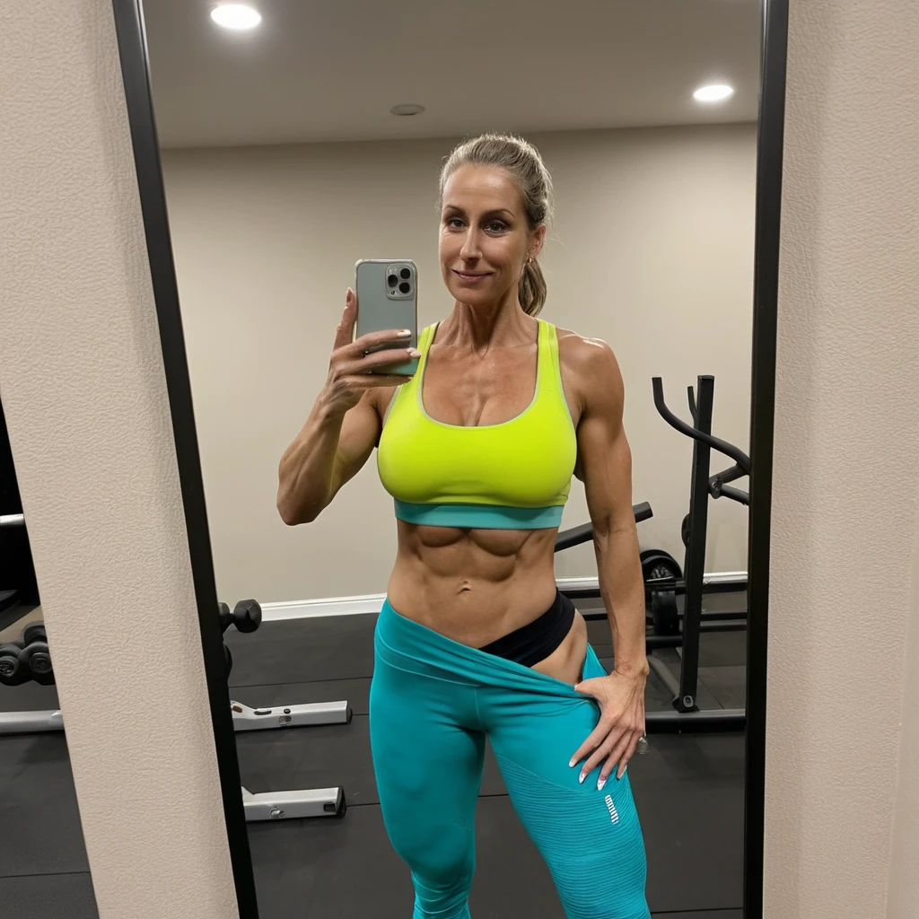 beautiful tan muscular girl, sixpack, ripped abs, veins, biceps, blonde long hair, teen, sexy, muscular legs, shorts, (best quality,4k,8k,highres,masterpiece:1.2),ultra-detailed,(realistic,photorealistic,photo-realistic:1.37), portrait, concept art, biceps muscle, sport shorts, muscular legs, muscular calves, muscular quads, sports-bra, muscular arms, breathtaking 
