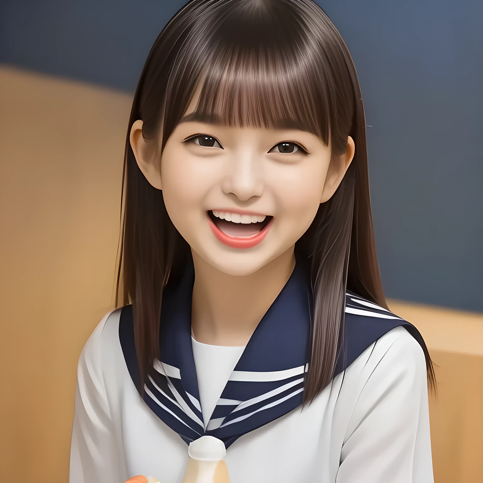 (highest quality, masterpiece, clearly detailed:1.5), highest quality, High resolution, 1080p, 8K, (Too beautiful ((purest)) ((sweetest and cutest)) ((beautiful girlish and Evolved with grace)), ((Too much beloved)) noble grown beautiful beautiful girl with detailed, Japanese, 155cm height, ((svelte silhouette)), Cloistered beauty, dreamy appearance, tasting the viewer, giving too much pleasure to my sensitive body's tip covered with beautiful hands and fingers, spoiling me by pleasure with detailed: 1.7), (laughing white face with unreal beauty, overflowing with translucence: 1.8), (Pristine navy colored school uniform, (Neatest (navy colored) sailor-style school uniform, navy sailor collar, shiny-blue ribbon, school navy pleats skirt with detailed): 1.8), (Too beautiful ((droopy brown prominent eyes)), ((droopy eyelid)), and neatness charm the viewer), (Giggling cohort background with many white lovely marks, clearly detailed foreground, with most beautifully detailed: 1.9), ((purity and neatness of pristine uniform is very impressing): 1.8), (focus on her beautiful (((tasting behavior))): 1.9), (Beautiful brown eyes), (black bob styled hair, bangs trimmed carefully, neat tight long hair: 2.0), (her very fluttering high-tone voice tell me to give her everything like too sweet aphrodisiac trembles me: 1.4), (I can't stop discharging and draining my every white liquid content caused by her girly beauty and pleasure, she enjoys about it and improves it: 2.0), (in secret room of school underground background: 1.0), (The viewer is very funny and tastes sweet for her: 2.0)