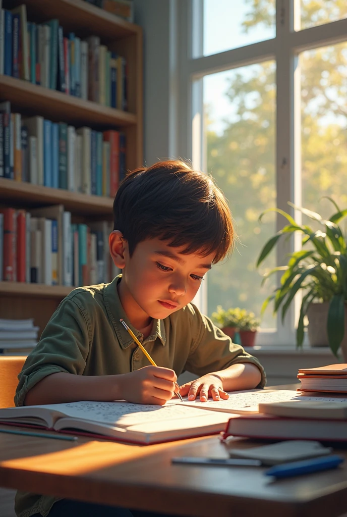 One Indian 13 years aged boy is changing the refill in a pen