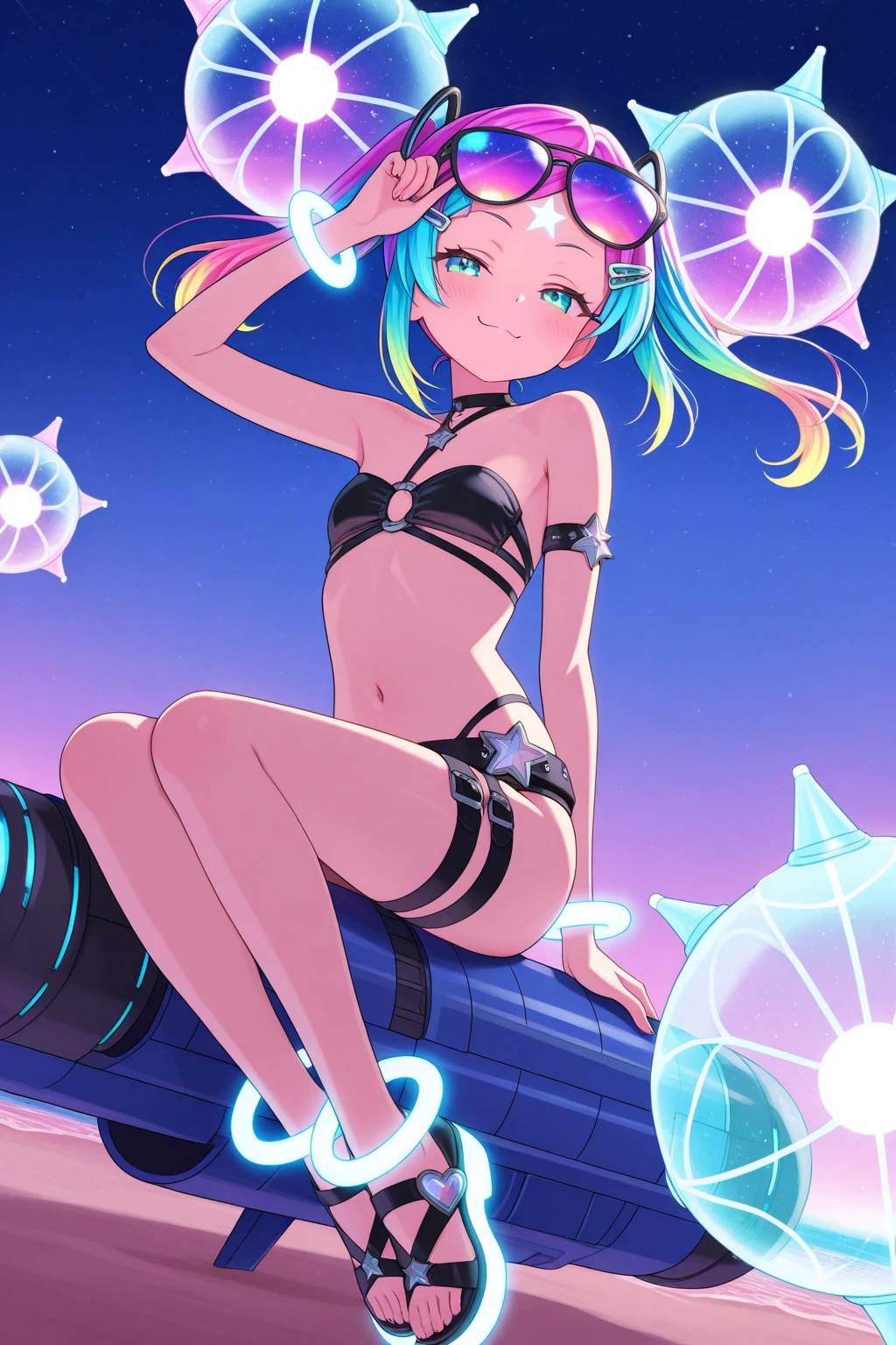 (Perfect body),Best Quality,(8K Portrait),(Official art)、((NSFW))、(((((Lori)))))、((((:o))))、(((:o)))、Surprised、is crying、(((blush))),(((((flat chest)))))、small tits、chest cutout、((Big ass))、((Pink hair),((Short hair))、waved hair、(Orange Eyes)、(((thick thighs)))、(((Light yellow leotard)))、Torn clothes、Pink ruffles、(Armpits)、(((((Short stature)))))、(((teats)))、((Nekomimi))、((headphones))、Cowboy Shot、both hands behind head、(spreading legs)、Electronic space