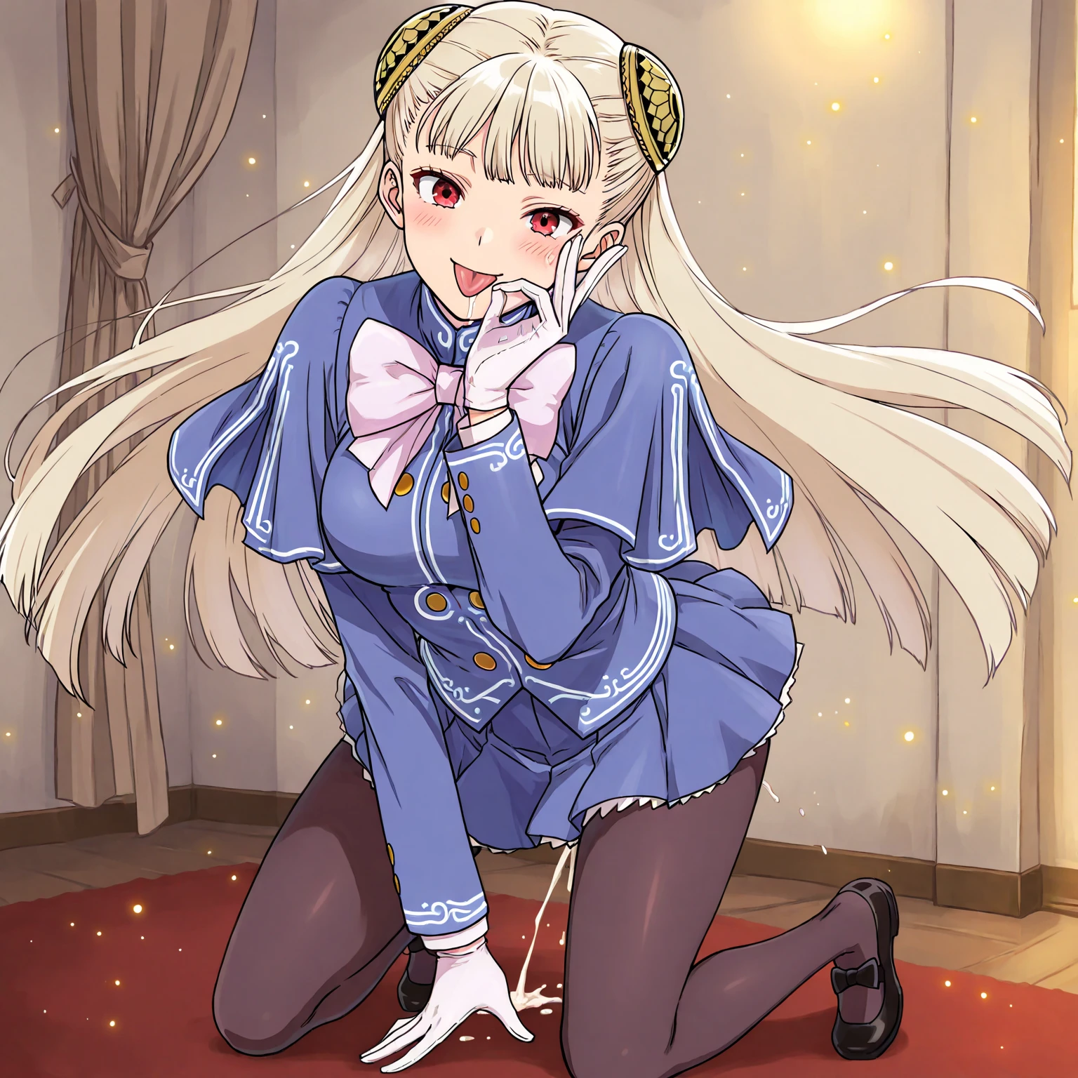 best quality, (masterpiece:1.2), illustration, absurdres,
(1girl, solo), (beautiful detailed girl), (cute:0.4), 
Wang Yuanji, blonde hair, ponytail, brown eyes, large breasts, 
aqua dress, ornate dress, cleavage, aqua skirt, black thigh boots, thighhigh boots, high heels,
blush, looking at viewer, 
(chinese architecture background), 
sitting, cowboy shot, full body,