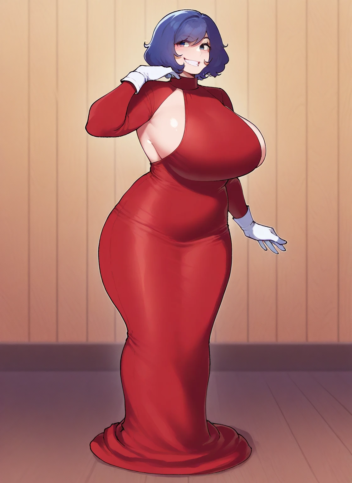 Cherry Jubilee, one girl, one girl only, naked, pale white skin, udder, big breasts, massive fat belly, Really big Feet, Cherry Jubilee Equestria Girls, Full body, Standing, in a bedroom, Cherry Jubilee, cuerpo completo, High resolusion.
