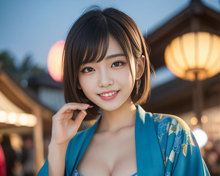 8k,Highest quality,(masterpiece:1.2),(Realistic),(Realistic:1.37),Ultra-high resolution,1 female college student,city,smile,Beautiful Eyes,Summer festival,(((Beautiful yukata))),Big Breasts,Perfect body,Perfect Fingers,Professional Lighting,gravure,Detailed face and skin texture,fine grain,RAW Photos