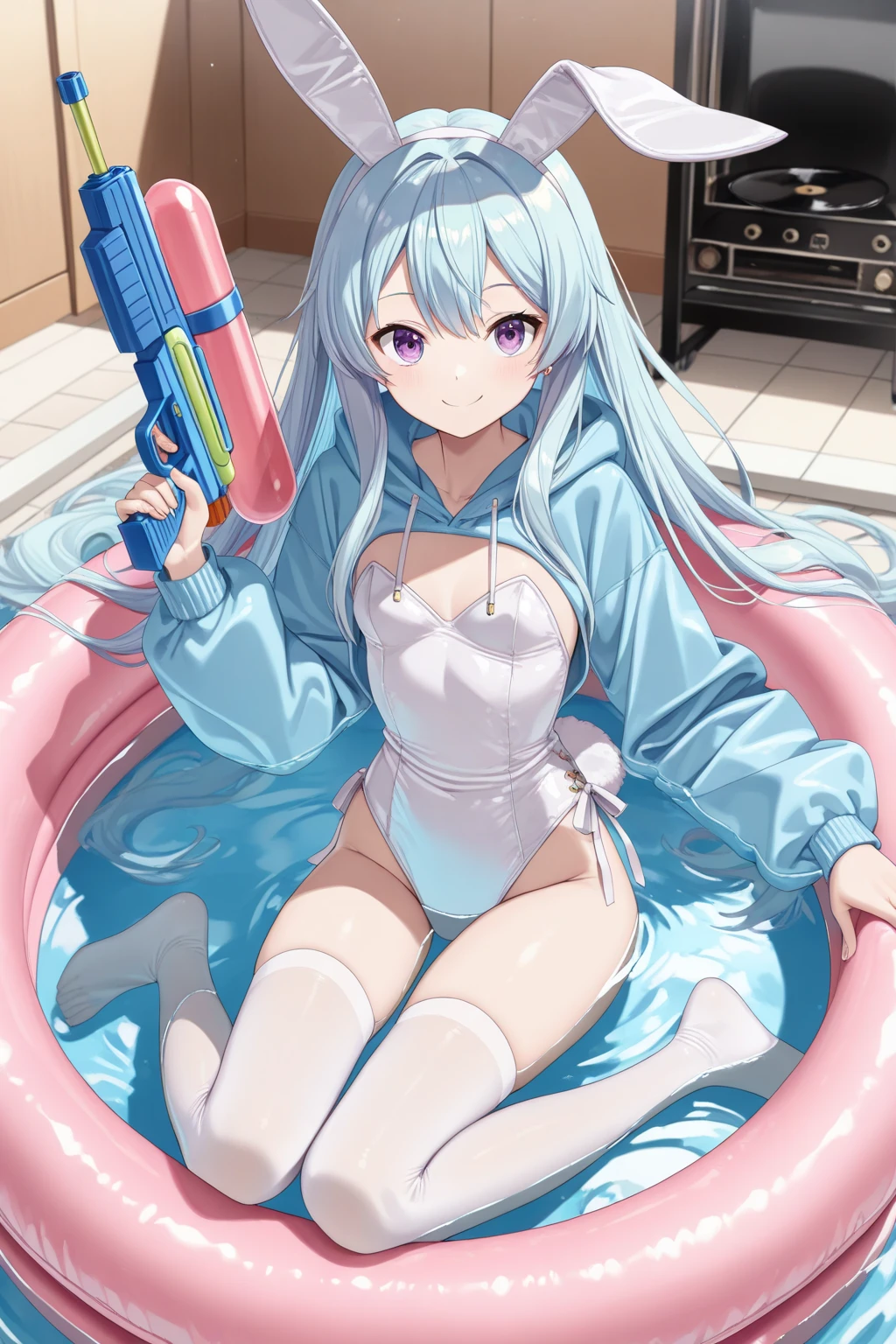 masutepiece, Best Quality, hight resolution, CC Saver, Blonde hair, Green eyes, Ahoge, (a white bikini:1.3),  frown,, 1girl in, wooden horse, Crotch rubbing, Thought-provoking liquids, Shibari,, masutepiece, Best Quality, Highly detailed、(Hands behind your back:1.5)、nffsw, Large breasts,  female focus, Full body,  Juice, Sweat, (Straddling a wooden horse:1.3)、is crying、(Mouth open:1.3)、(swimming pools:1.3)、swimming pools, in poolside, tiled floor, Indoors, window, Eau, ,独奏