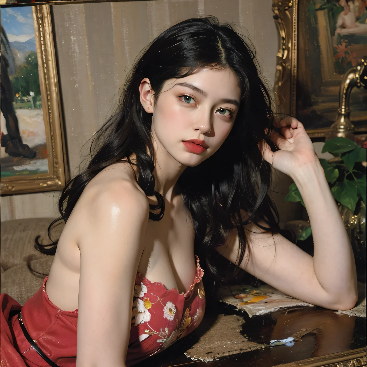 (((Beautiful German Woman)))、bionde、full body Esbian、Microlingerie、dental floss、length hair、blue eyess、Bimbo lips、red-lips、((Blue Bunny Costume))、((Pinned rabbit ears))、(Art is、decorated with intricate patterns and bright colors,、It depicts an attractive woman dressed in blue。(Her blue corset dress draped elegantly over her curvaceous figure、Highlights her seductive silhouette)、((The front part of the corset dress is embroidered in a complex large red color,))、((The chest is often ruffled))、She sits gracefully in a quiet moonlit night、I was bathed in the soft light of the moonlight.。The scene is、With a mysterious and sexy touch、It exudes an ethereal dreamy atmosphere。Graphic style is、Blending watercolor and digital illustration techniques、It evokes a refined beauty and charm。The lights are filled with soft moonlight、Casting soft highlights and shadows on her charming features。(Wearing a tight translucent blue corset dress)、large full breasts、Three-dimensional facial features、(sitting on)、Upturned legs、8k、RAW Photography、top-quality、hight resolution、High-quality photos、Convoluted、(Breast exposure、cleavage of the breast)、((Click here for the perspective of the upper eye user))、(((Wearing a blue corset dress)))、Blue belt embroidered at waist、((Blue stockings with belt))、(((facial close-up)))、 (Luxury hotel bedroom background)、Body Fit Costumes、highleg、(Click here for the line of sight)、((Pinned rabbit ears))、(red-lips)、