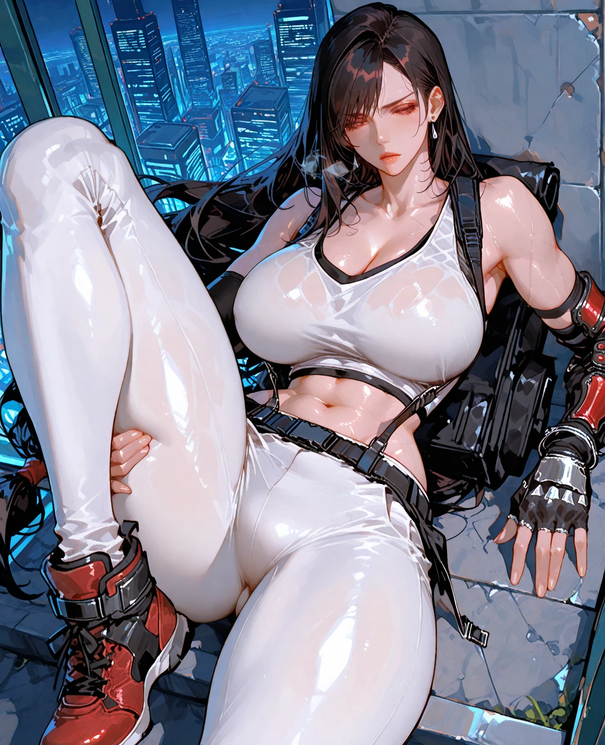 1 tifa lockhart, (tifa lockhartがCowgirlでする:1.9999999), ((realistic, highest quality, High resolution, real women pictures:1.7)), (((15 year old tifa lockhart wearing a white long sleeve leotard:1.7)), (white high neck swimsuit:1.9), ((slender body shape:1.9999)), Cowgirlでする, ((anatomically correct:1.3)), (Wearing a leotard whose fabric is too thin), (Liar Man'A big  penetrates the  from below.:1.9), curved body, (slender body:1.7)), 大きく股を開いてCowgirl, A white leotard that is so wet that it sticks to your skin, Detailed depiction of the , Beautiful thighs, (( thrusts up )), nose too small, thin waist, 15 year old beautiful girl has  with clothes on, Tifa is the most  and cute, saddle, Cowgirl, thick, If your  is hard, the blood vessels in your  will stick out.., tears, Girl Straddling Man, (normal limb:1.4), Too cute small face, The whole body is wet with sweat, (put your hands behind your head:1.5), nostrils are not visible, realistic, lips slightly open:1.1, Man inserts  into tifa lockhart and shakes his , tifa lockhart, (bask in the sunlight:1.1), 女子中学生が男とCowgirlする, mini , tifa lockhart kneels and does a split leg pose