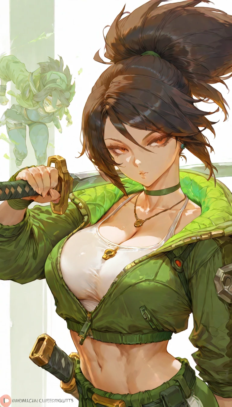 masterpiece, best quality, spring outfit, black short hair, outdoor, magazine cover ,upper body, ((nico robin)) ((onepiece)) , good hands, Nico robin, onepiece,