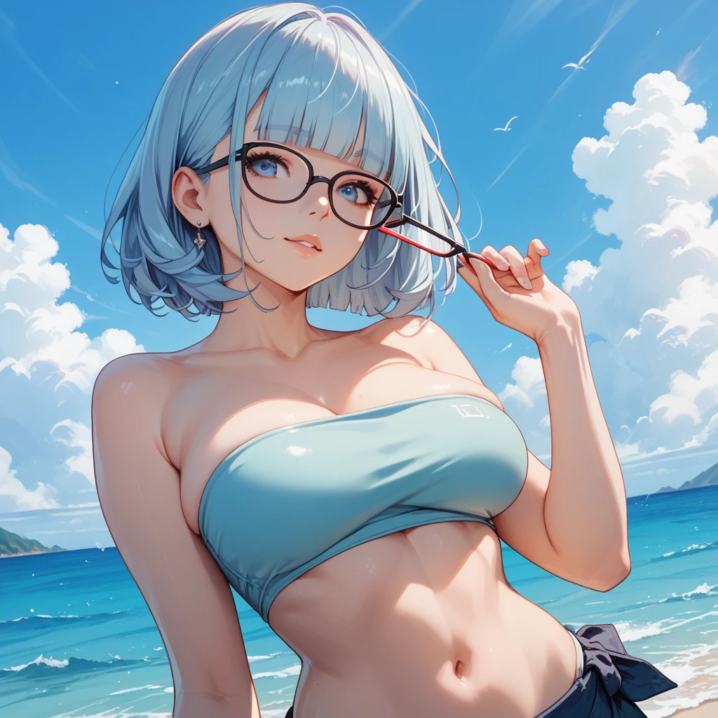 ((MasterPiece、The Highest Quality、Watercolor art(Pendants)、Official Art、Beautiful and aesthetic:1.2))、(the golden ratio:1.2)、(FULLBODY:1.2)、(ultra Detailed:1.3)、(1GIRL:1.3)、(s fractal art:1.3)、FULLBODY、((Glitter pupils))、patterns、((rainbow colored hair、colourful hair、half blue and half pink hair:1.2))、COLORFUL、((upper  body))、(glasses)、Fine writing、(heterochromia)、(COLORFUL:1.5)、((swimsuits))、((Straw hat))、The sea、sand beach、nice weather、((Shy face))、((MICROBIKINI))、(Hyperdetail), ((Delicate Details)), (complicated detail), ((ciinematic light, Best Quality Backlight)), High Contrast, ((Best Lighting, Extremely Delicate Beautiful)), ((ciinematic light))、(Fine shine)、((Shining aura))、((hair glowing))、((Super Detail))、((8K))