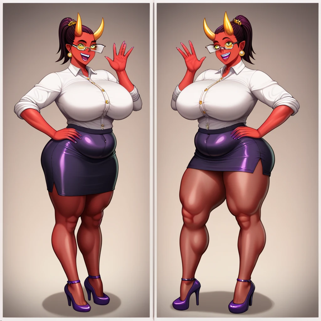 Fat Man, slender woman, succubus, gender transformation, full body, simple background, 