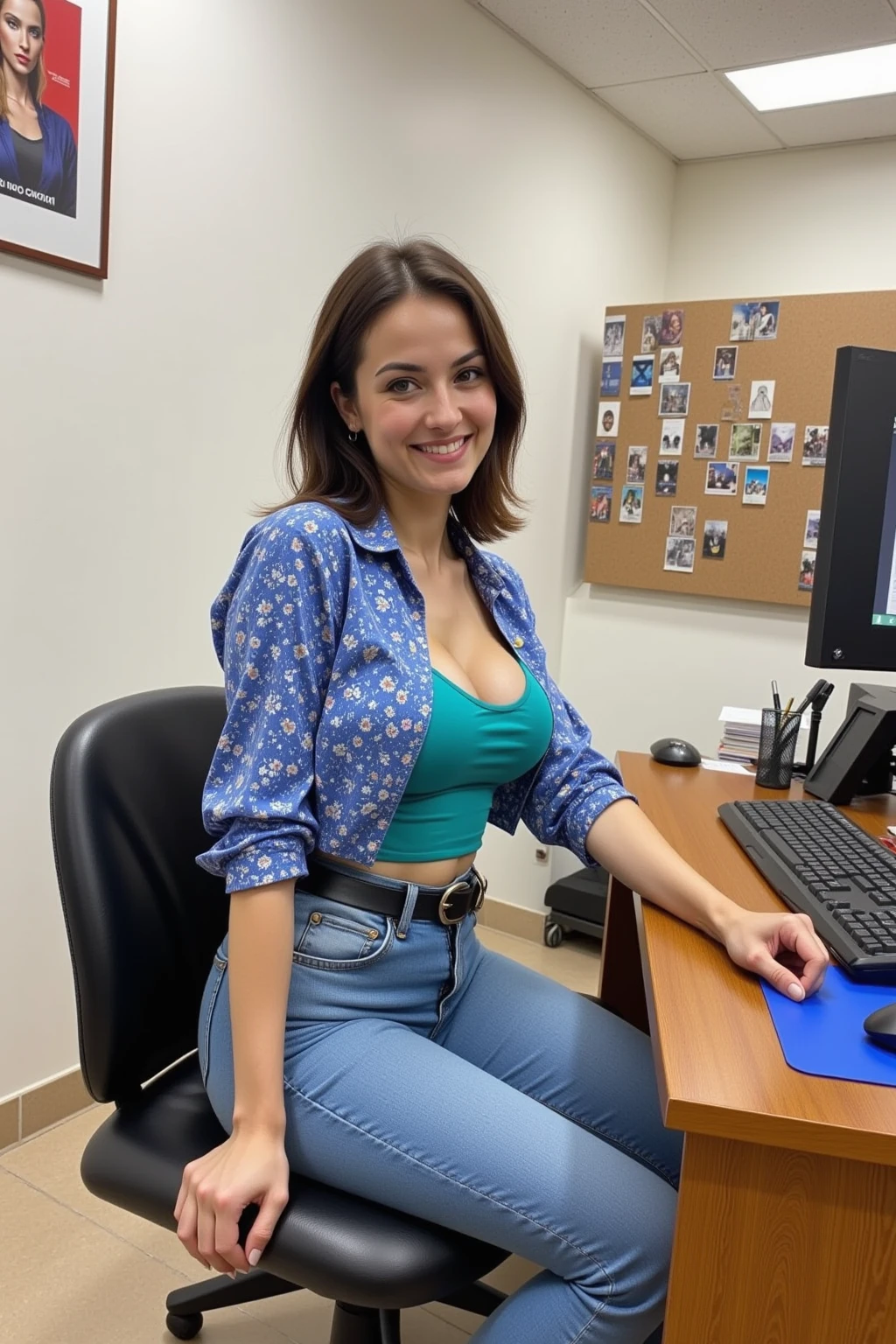 1girl, (Indonesian_high_school), (open buttons) , classroom, detailed face, detailed eyes, huge breasts, shiny skin, looking at the audience, (laughing cute: 1.2), (happy), (8k, RAW photo, best quality, masterpiece: 1.2), (realistic, realistic: 1.37), ultra-high resolution, short skirt, body press, (mini skirt),no bra, detailed nipple, areola, bigger breast, bare breast, perfect nipple, niple patch ((bigger breast))