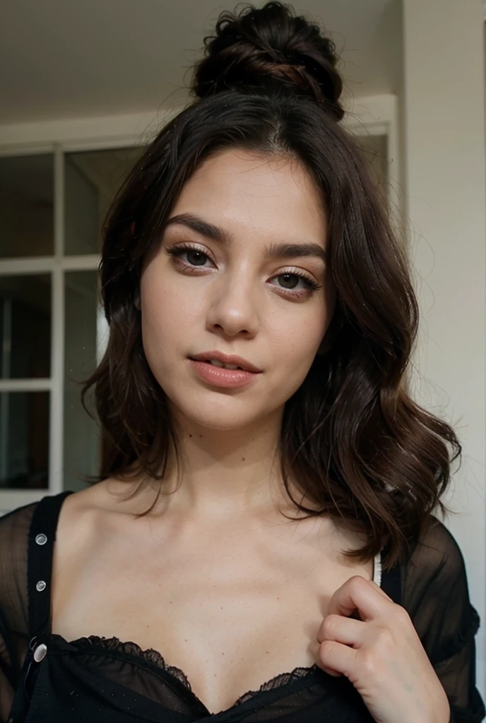 Full body Beautiful brunette Dafne Keen wearing a tight Black t-shirt , jeans with open zipper (in a room ), nude breast, cleavage, playboy magazine cover, highly detailed, 22 years old, , , innocent face, breasts falling out, natural wavy hair, blue eyes, high resolution, Masterpiece, Best quality, Intricate high detail, Highly detailed, Sharp focus, Detailed skin, realistic skin texture, texture, one nude breast exposed, detailed eyes, professional, 4k, charming smile, shot on Canon, 85mm, shallow depth of field, Kodak Vision Color, Perfect Fit Body , extremely detailed, photography_\(ultra\), Photorealistic, Realistic, Post-processing, maximum details, roughness, real life, ultra realistic, Photorealism, photography, 8k UHD, photography, busty