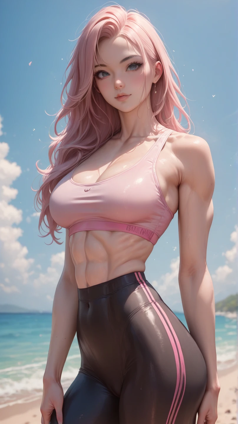 24 year old Japanese woman、Micro Bikini((shocking pink))、Sexy proportions、You can see the abs faintly、Navel visible、High leg、T-Bag Shorts、Sexy、Graffiti wall