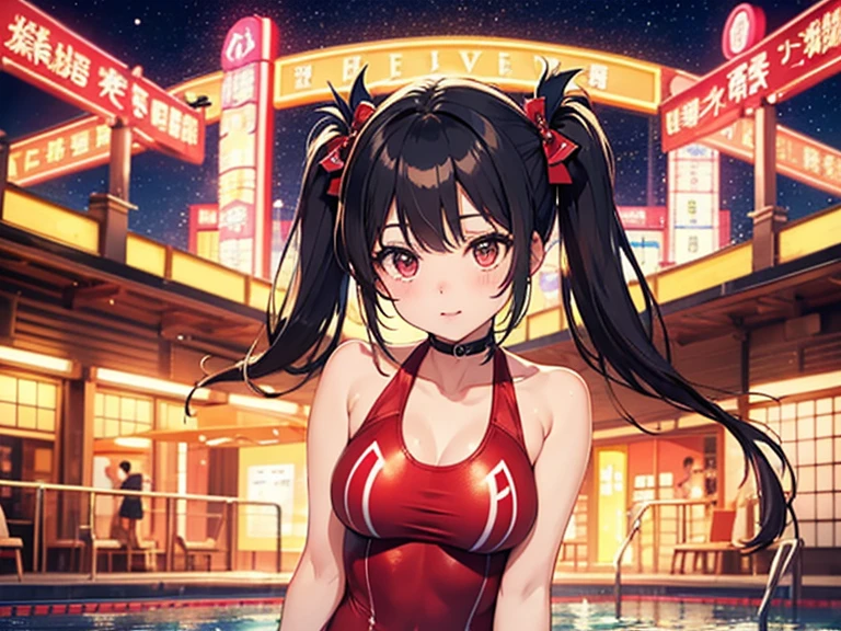 anime girl Con cabello rojo and black shirt with red heart on chest, neodada, Rena nunen estilo 3/4, anime rudo 8k, ella tiene el cabello rojo, marin kitagawa fan art, anime moe art style, gremory maquillaje, female protagonist 👀 :8, Con cabello rojo, estilo anime 4k, with the index finger, chica anime seductora