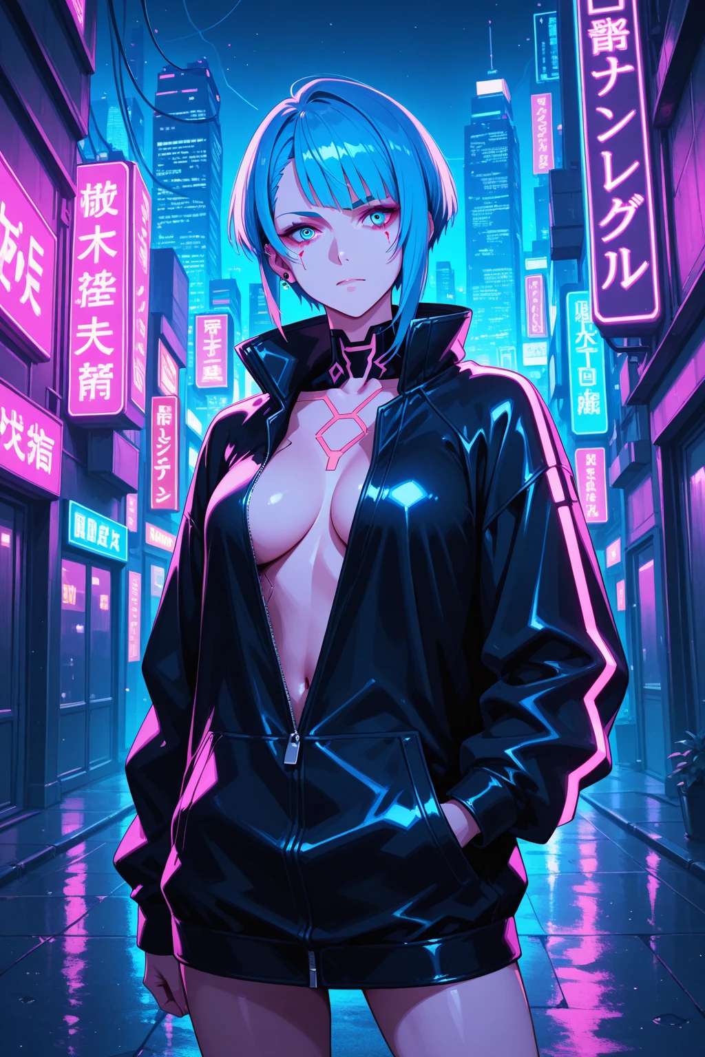 cute little ,(((little ,small tiny body,, chibi))),(((6 years old))),((little  with extremely cute and beautiful aqua hair)),(baby face), (round face)

(((flat chest))),(((aqua hair:1.5,long aqua hair,colored inner hair,ear breathing,))),(((heterochromia:1.5,eye1 aqua,eye2 pink))),intricate eyes,beautiful detailed eyes,symmetrical eyes,big eyes:1.5,(((lustrous skin:1.5,bright skin: 1.5,skin tanned,shiny skin,very shiny skin,shiny body,plastic glitter skin,exaggerated shiny skin,illuminated skin,wet legs))),(delicate detailed fingers,detailed body,human hands,(detailed face)),

cute,slutty,erotic,((nsfw)),

zettai ryouiki,(revealing clothing,show skin),((underboob)),(barefoot,),(((breast curtain,low rise mini skirt,high cut thong,))),((wet clothes,intricate outfit,intricate clothes)),

(dynamic pose:1.0),solo focus,embarrassed,(centered,scale to fit dimensions,Rule of thirds),

cyberpunk city by the ocean at night, with bright neon signs and dark stormy clouds and puddles, scenery:1.25,

artistic photography,(photography taken by sldr),highres, sharp focus, (ultra detailed, extremely detailed), (photorealistic artwork:1.37),(extremely detailed CG unity 8k wallpaper),((synthwave background theme)),(((vibrant colors))),(intricate background),(masterpiece),(best quality)