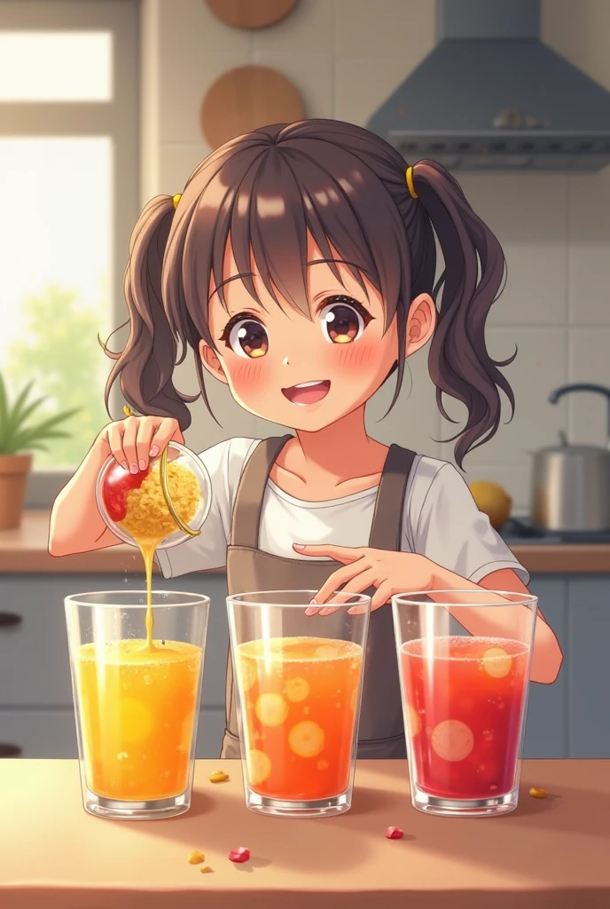 (((masterpiece))),((best quality)),anime screencap, side view,
((high school girl)),((one girl)), taking food from fridge,
black hair,((ponytail with white hair band)), very short side hair, floating hair, (((very long ahoge stretch forward))),
cute detailed (brown) eyes, big (((round))) eyes,((((wide eyed)))), (looking at viewer),
((((surprised)))), eating stick bread, (right hand holding juice bottle),
small size breasts, short body, thin body, cute,
(white sailor uniform) AND short sleeves,
indoor background, opened fridge,
<lora:animeScreencapStyle_v230epochs:0.4>