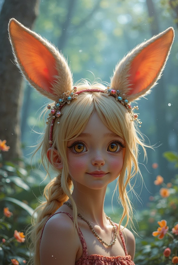 Amazingly beautiful rabbit females、Natural clothes、Beautiful eyes drawn in detail、pretty hair、thirds rule、200mm 1.4F Macro Shot、(natural skin textures、Hyper-Realism、Soft light、sharp:1.2)、(intricate-detail:1.12)、nffsw、(intricate-detail、ultra-detailliert:1.15)、the woods、The tree々Add depth to the screen with a backlight effect with sunlight penetrating in between、Foggy、Fantastic atmosphere、Art by Greg Rutkowski and ArtGerm、Soft Cinematic Lights、adobe lightroom、Photolab、nffsw、Convoluted、ighly detailed、(depth of fields:1.4)