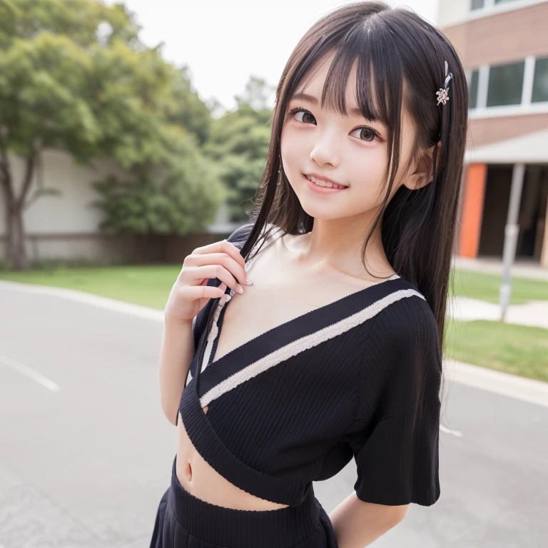 Japanese female, a lot of details, (underweight), 30 years old, detailed black hair, beautiful detailed hair, super fucking beautiful, delicate beautiful face, complex details beautiful and delicate eyes, perfect hands, (flat chest best quality:1.5), perfect and delicate limbs, detailed skin, best quality, ultra-detailed,(cheerful grin:1.5),
house, waving at the camera, looking at viewer, medium hair, (white blouse), (green skirt), japanese, outside, sitting, (sit with one leg up:1.4), (full body shot:1.2), front view, (ground-level shot:1.2)